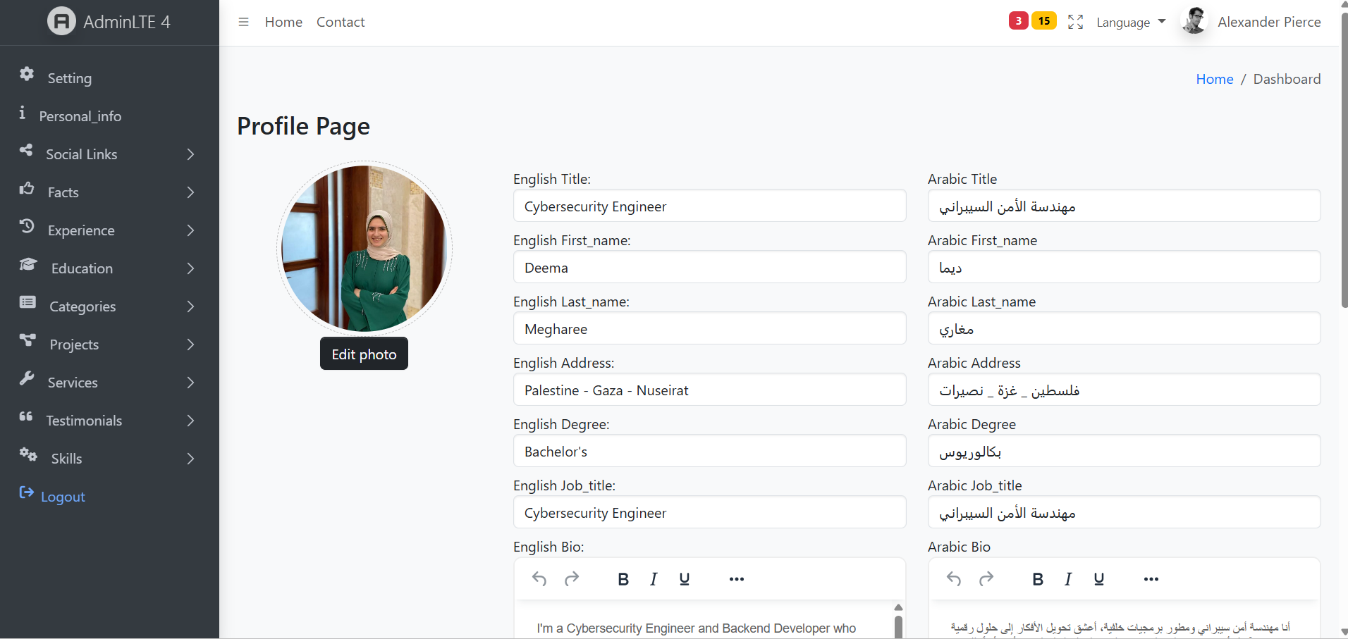 Dashboard laravel